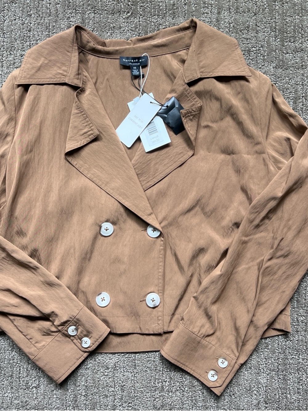 Current Air Brown Double-Breasted Lightweight Jacket